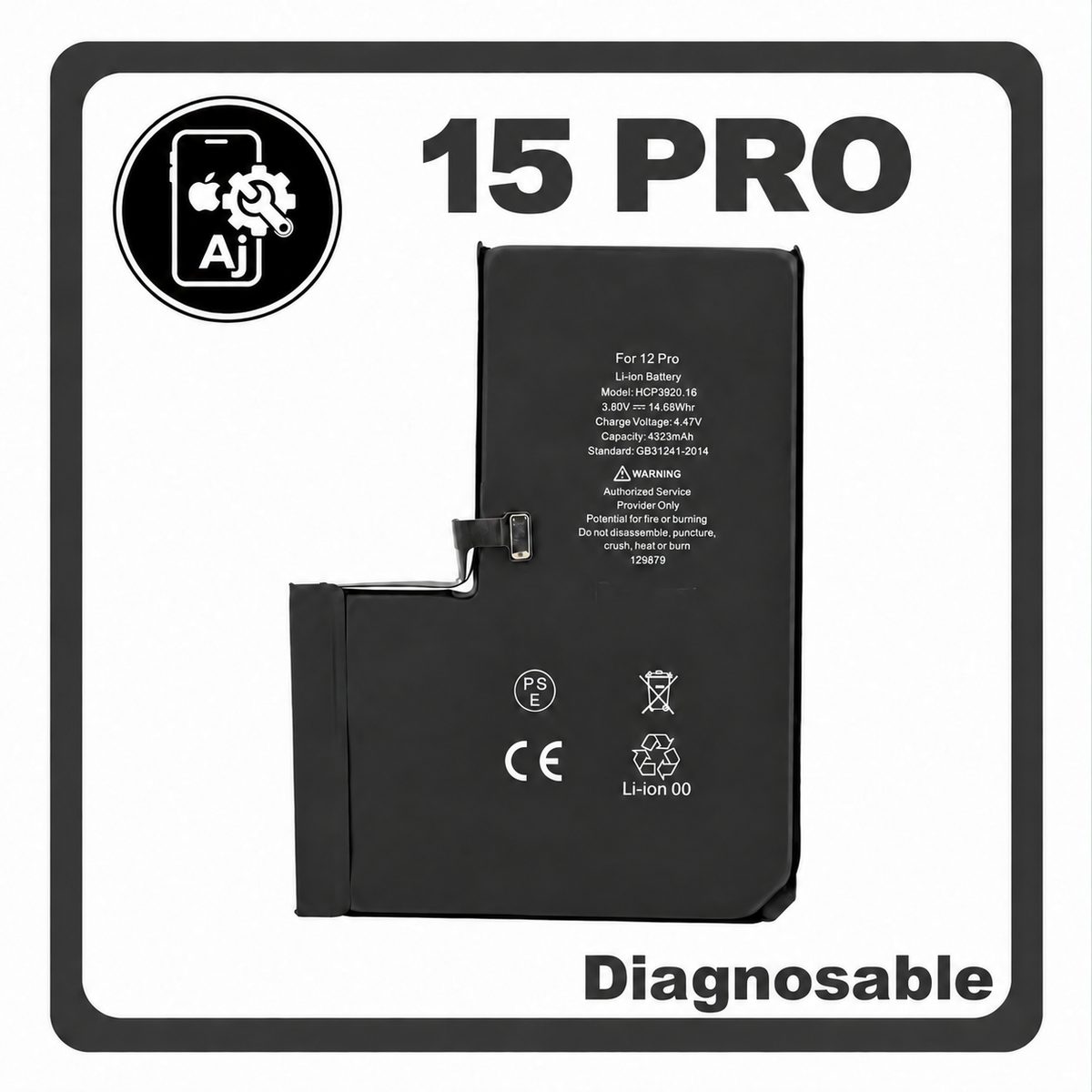 Diagnostic Battery for iPhone 15 Pro — AJ Cell Diagnosable
